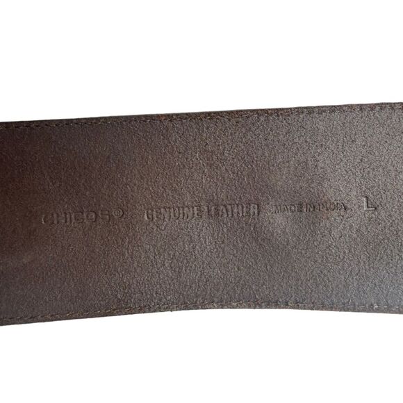 Chicos Caracas Slouch Belt Turquoise Leather Beaded Size Large - Picture 11 of 12